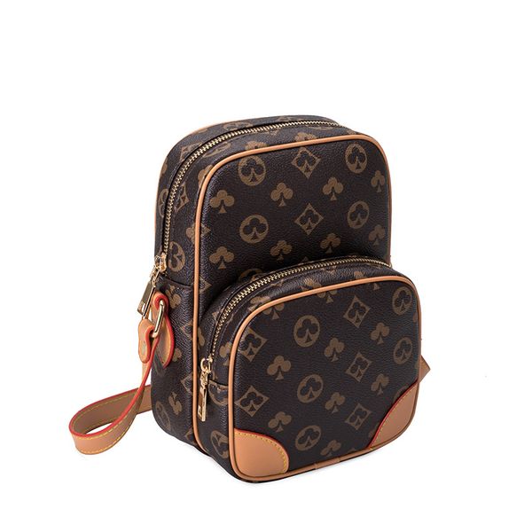 

wholesale men leather shoulder bags street personalized printing mini mobile phone bag classic poker pattern storage wallet joker contrast l