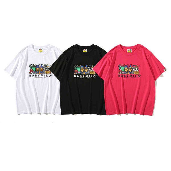 

fashion summer zoo printed short sleeve t-shirt, White;black