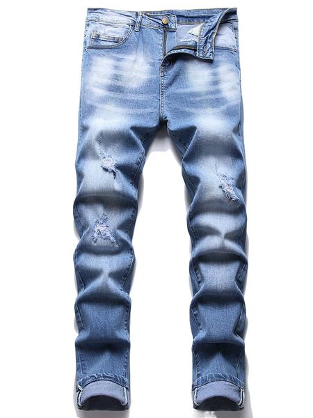 

men ripped cat whisker jeans 70uq#, Blue