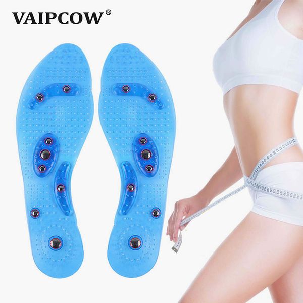 

acupressure magnetic foot therapy reflexology pain relief shoe insoles orthopedic 1pair washable cutable silicone shoe insole, White;pink