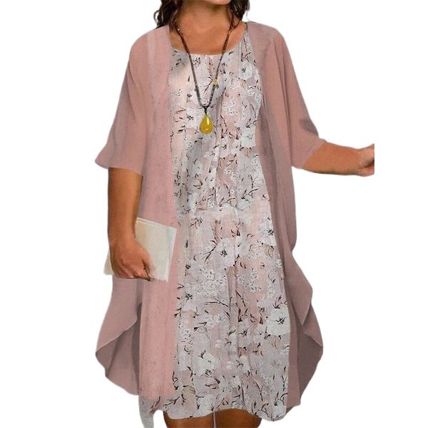 

women's plus size shift dress floral round neck 3/4 length sleeve spring summer work casual knee length dress daily date dress 06jd#, Black