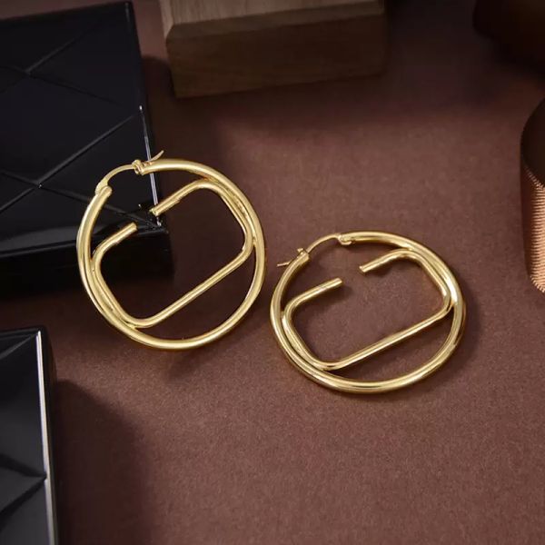 Дизайнерские серьги-кольца для женщин, модные золотые серьги-кольца, мужские роскошные ювелирные изделия, унисекс, серьги-гвоздики с буквами 2205113D