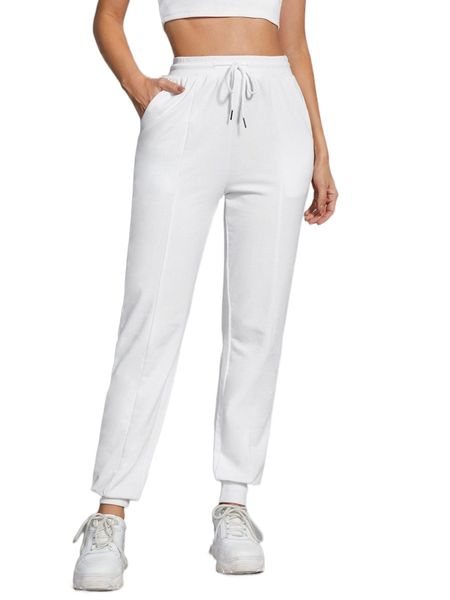 

drawstring waist slant pocket sweatpants h3cq#, Black;white