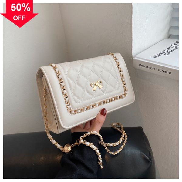 

popular texture new fashion single shoulder rhombic lattice chain trend simple messenger women's female hs shoulder handbags in trendy