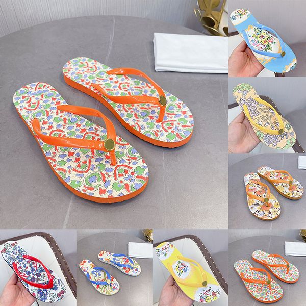 

2022 summer fashion slippers for women lady girls trend flip flops designer slides foam rubber floral printing flats sandals size 35-40 beac, Black
