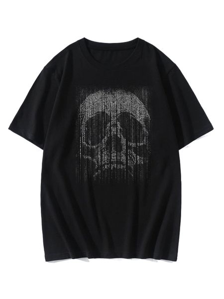 

romwe guys skull graphic tee 22jj#, White;black
