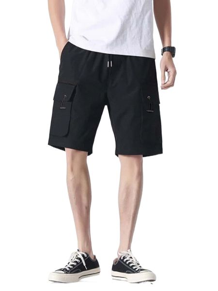 

men flap pocket side drawstring waist shorts t7ij#, White;black