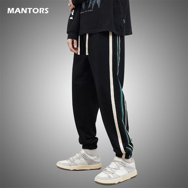

hip hop harem pants men casual joggers pants autumn spring loose sweatpants men tracksuit fashion striped trousers mens 220809, Black