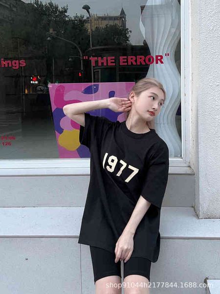 

50% discount bags8 season restore double fog thread essentials 1977 printed short sleeve t-shirt men's and women's loose casual fa, White;black