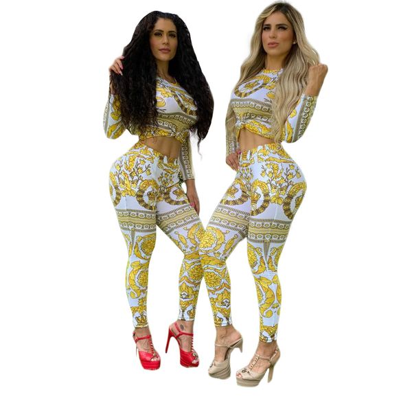 

fashion women's two piece pants suits with painted digital printing popular style 2pieces suit tracksuit women winter outfits women clo, White
