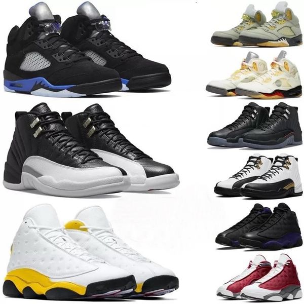 

racer blue 5 12 13 basketball shoes for men jumpman 5s 12s 13s jade horizon del sol playoffs shattered backboard royalty mens trainers sport, Black
