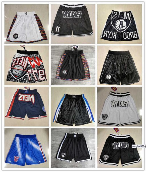 

2022 brooklyn''nets''men throwback basketball shorts pocket, Black