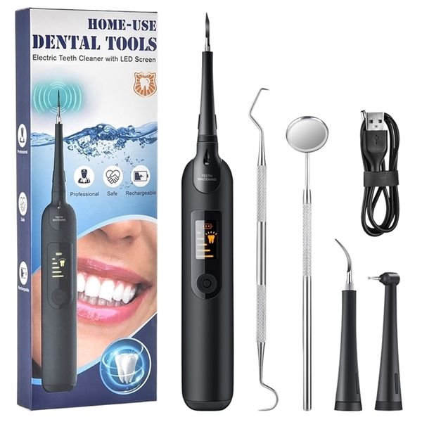 Removedor de cálculo dental elétrico LED LED Display Limpador de dente Ferramenta de tártaro recarregável dentes brancos portáteis 220623