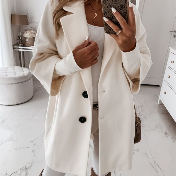 

women's wool blends winter coat woman elegant trench 220826, Black
