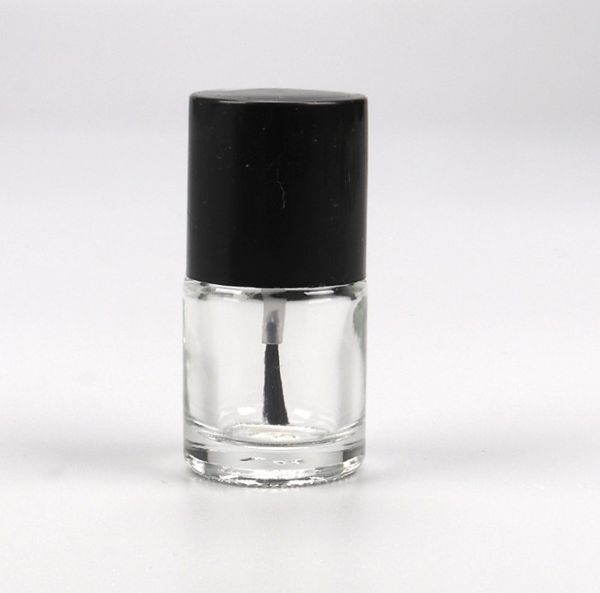 Bottiglie di smalto per unghie vuote di forma rotonda di alta qualità da 10 ml, tappo UV, piccolo pennello, contenitore artistico in vetro