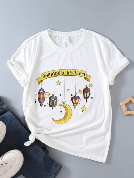

moon & letter graphic tee r7sm#, White