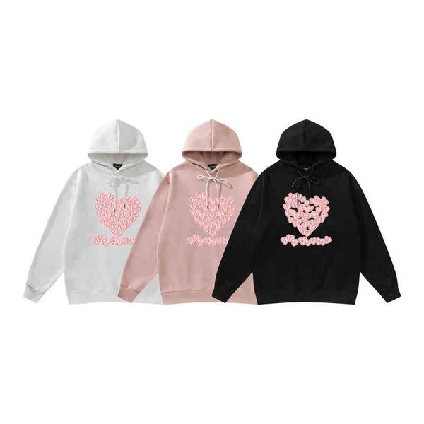 

off-wireik wear plush hoodie men's and women's foam love oversize loose version, Black