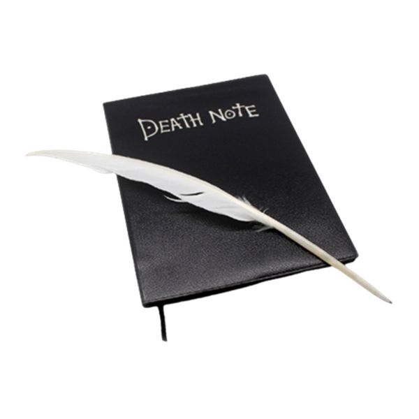 A5 Anime Death Note Book Feather Pen Conjunto de couro Livro de couro Animação Arte Escrita Jornal Pad 220713