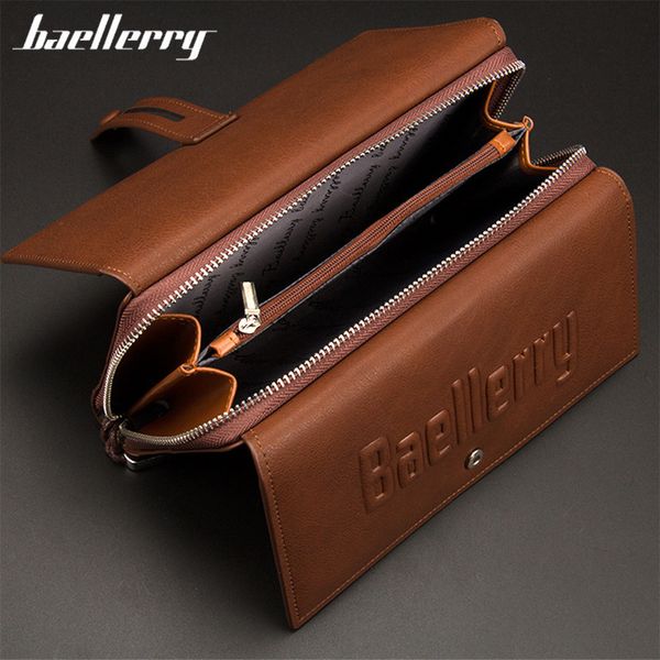 

baellerry wallet male clutch s large phone bag unique design men purse turnover handbag multifunction card holder 220421, Red;black