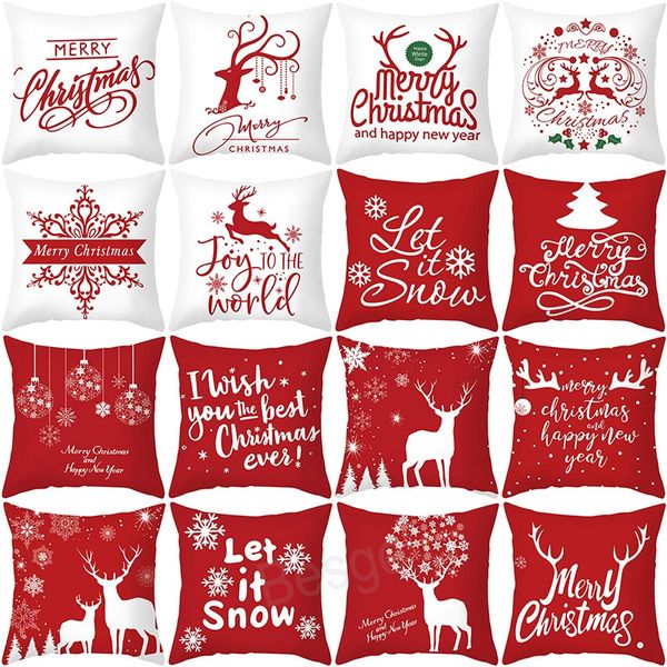 Decorações de Natal Caixa de travesseiro Papai Noel Claus travesseiro em casa travesseiros de veado capa Decoração de pêssego Capas de almofada de pele BH6988 TQQ