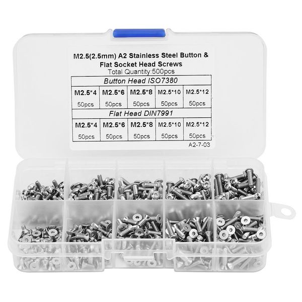 

500pcs button and flat head hex socket screw set