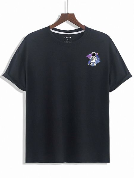 

men astronaut & star print tee b68o#, White;black