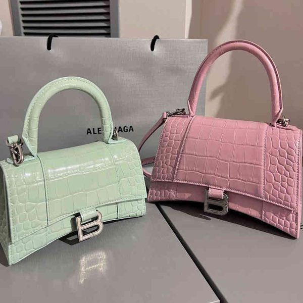 

leather women's bag spring and summer 2020 new fashion versatile b home crocodile hourglass bar diagonal b-shaped portable