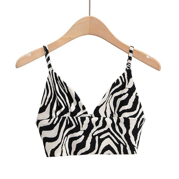 

womens fashion v-neck cami cute zebra print 220316, White