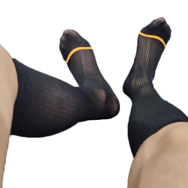 Erkek çorap seksi ultra ince elbise tüp erkekler şeffaf çoraplar adam egzotik aşınma iş resmi çorap kalsetinler hombre görmek