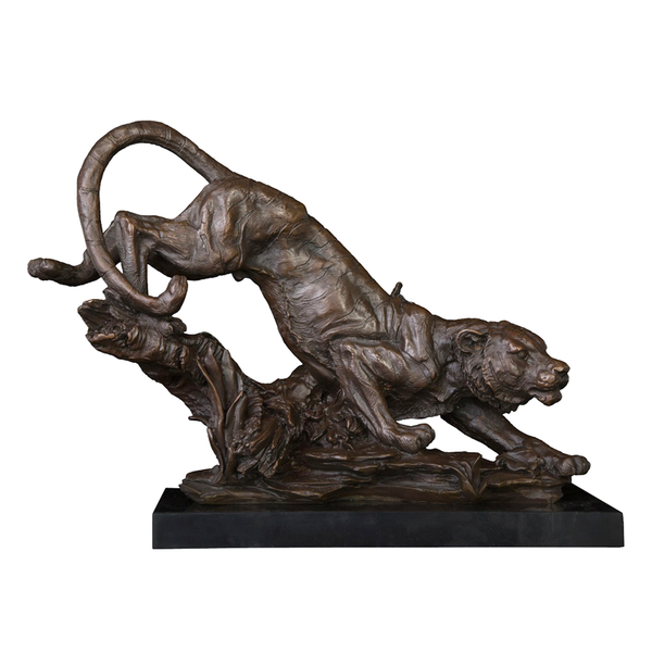 

bronze wild tiger down the mountain statue wildlife animal sculpture art indoor decor chinese zodiac figurine, Silver