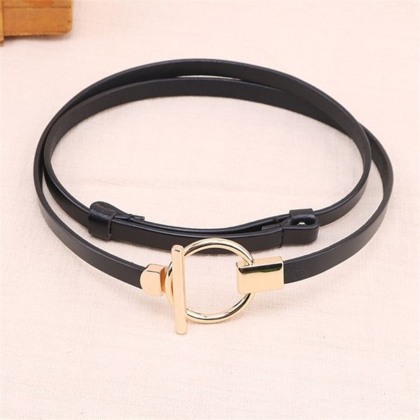 

belts hook round buckle belt cm cow leather middle-aged single ring alloy youth two-layer sweet soft face thin xiex, Black;brown