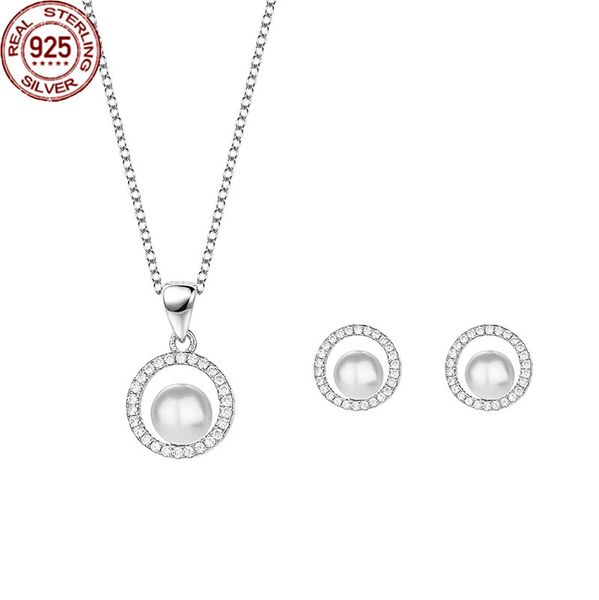 

natural freshwater pearl earrings necklace pendant two-piece set for mother to send elders s925 sterling silver coll