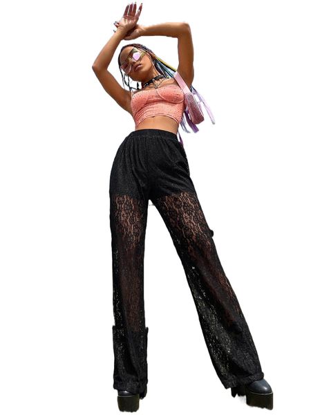 

l.ace w.ide l.eg p.ants y6bd#, Black;white