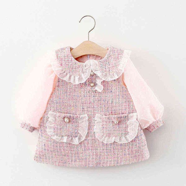 

autumn winter baby girls dress korean-style patchwork long sleeve princess dress for girl infant toddler clothes l220715, Red;yellow