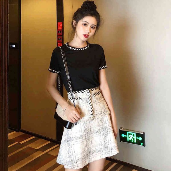 

two piece dress 2022 summer women's dress light mature style small subnet red aging fragrance fashion skirt two-piece suit women 3lpw, White