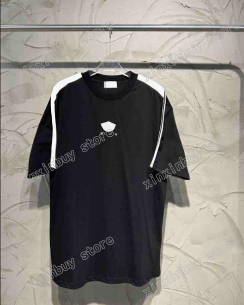 

22ss men women designers t shirts tee shoulder stripe letter embroidery cotton short sleeve crew neck streetwear black xinxinbuy xs, White;black