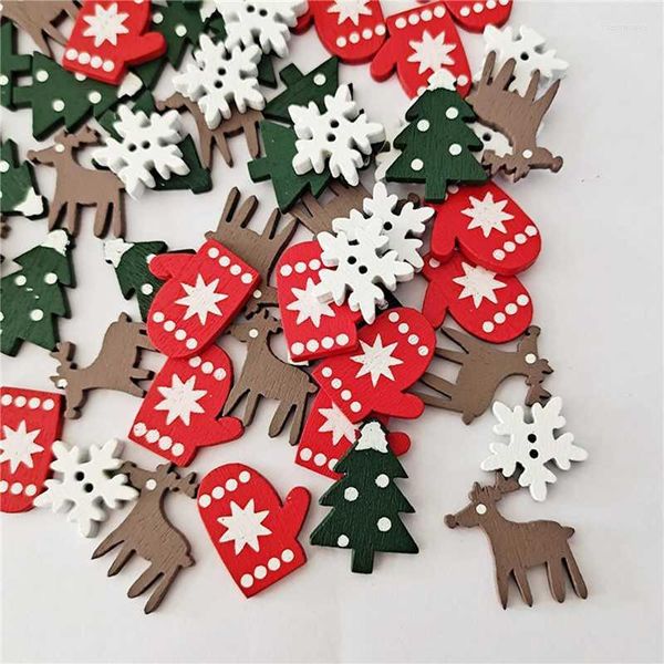 Decorazioni natalizie 50 pezzi / 100 pezzi Carfts in legno misti Giocattoli per bambini fai-da-te per albero di Natale Cervo Decorazione natalizia Festa a casa Anno Natale