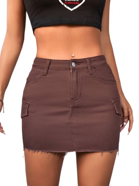 

r.aw h.em m.ini d.enim skirt r4vk#, Black