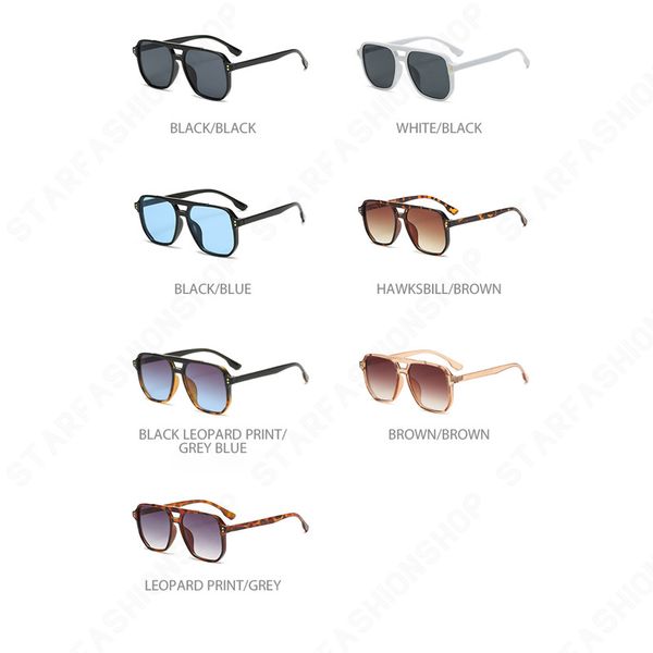 

european and american double beam sunglasses men's fashion trendy sunscreen sunshade mirror sunglasses cross-border ins uv protection, White;black