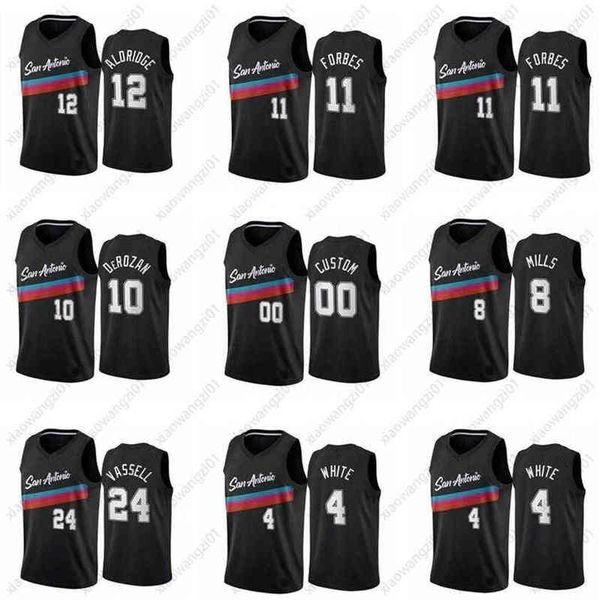 

2021 men basketball jersey white derozan mills aldridge vassell jerseys forbes demar 20 21 swingman city icon edition wear, Black;yellow