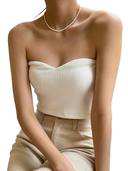 

dazy textured crop tube s7rh#, White