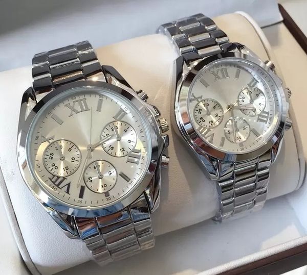 

women fashion new special brand casual watch big dial gold man wristwatches luxury lovers lady male couple clock classic watch steel silver, Slivery;brown