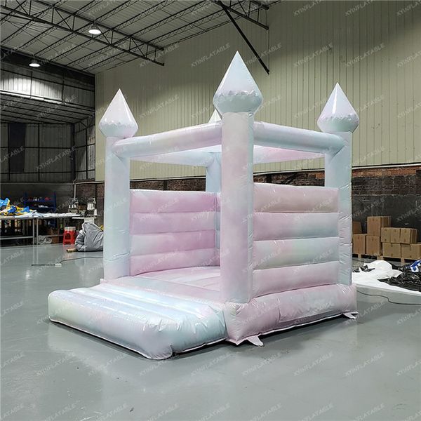 

xyinflatable activities 3x3m/10x10ft tie dye inflatable wedding bouncer pink bounce house with cover for birthday party