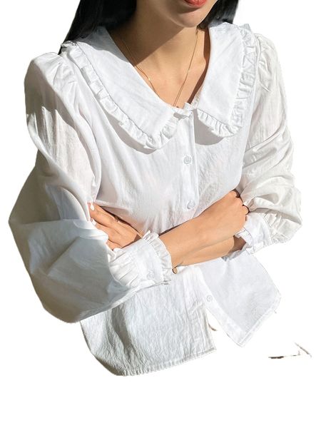 

dazy statement collar puff sleeve blouse 45zx#, White