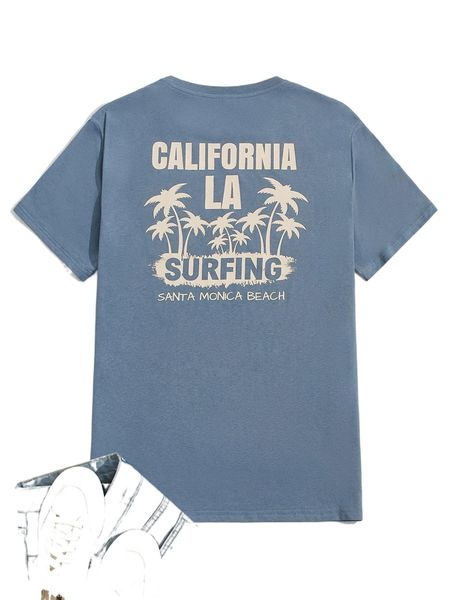 

men letter & coconut tree patched tee h5qn#, White;black