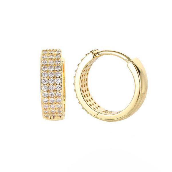 

charm circle shining hoop earring white zircon copper 18k gold plated non-fading no allergy huggie earring jewelry, Golden;silver