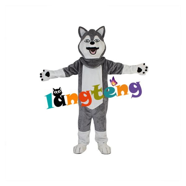 Costume della bambola della mascotte 881 Costumi della mascotte della volpe del cane di Fursuit del lupo del husky grigio Costume animale peloso del fumetto