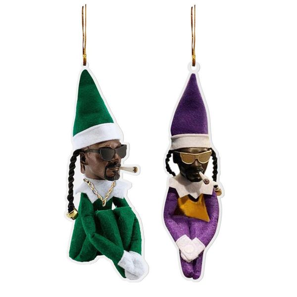 Decorazioni natalizie Snoop sullo scaffale Viola Verde Giocattoli Bambole Pendenti in acrilico Ornamenti per borsa Accessori per alberi per auto Decorazioni per la casa