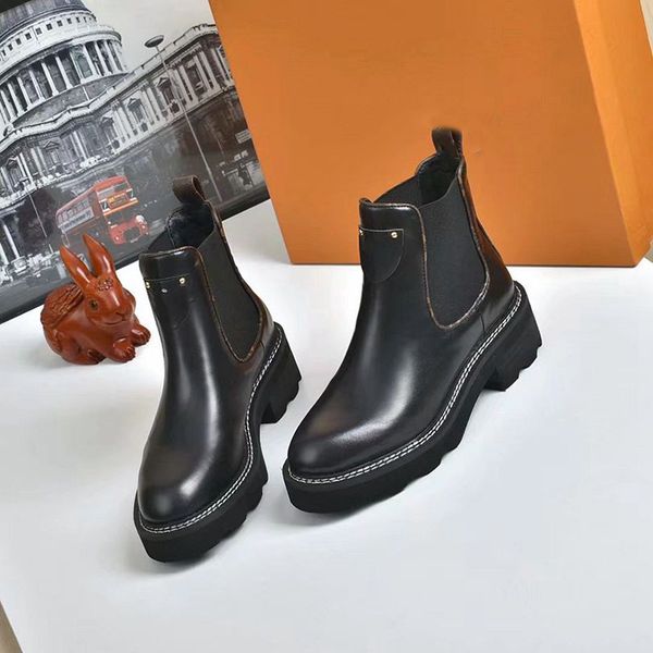 

cowboy boots designer womens platform boot martin shoes real leather round toe classic prints thick bottom trainers women's booties lux, Black