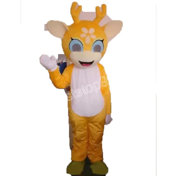 Costume da mascotte di cervo carino di alta qualità Abiti da personaggio dei cartoni animati di Natale di Halloween Vestito da volantini pubblicitari